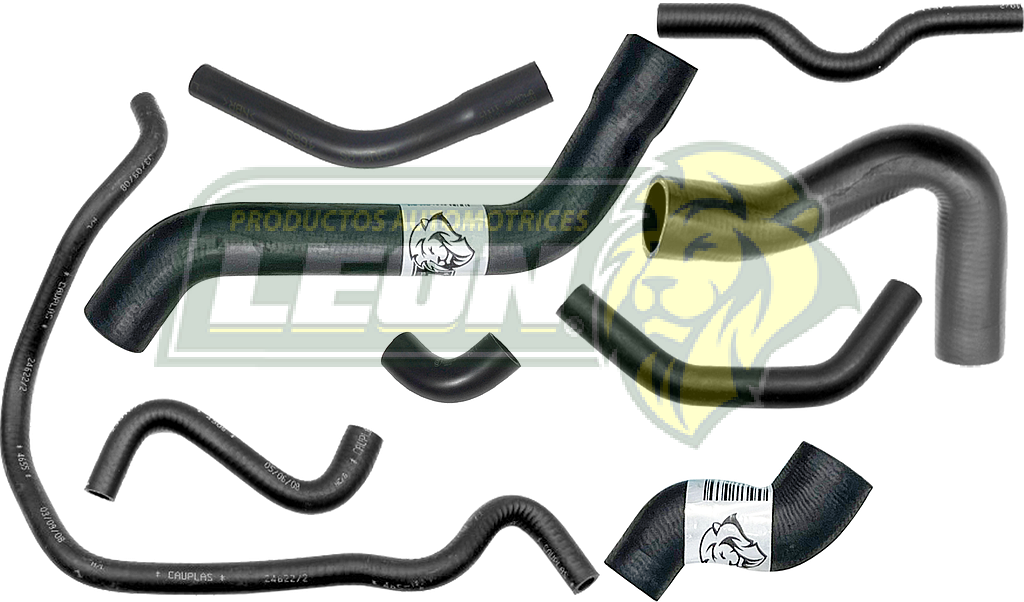 MANGUERAS MOLDEADAS DE ENFRIAMIENTO G.M. CHEVY 1.6L 97-13 S-A/C (KIT c/9 pzas.) LEÓN
