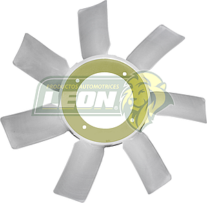 VENTILADOR PLASTICO TOYOTA PK-UP 22R 84-94 c/POLEA TERMICA, CELICA Y COROLA HO738 7 ASPAS 4 HOYOS CENTRO DE METAL ØI: 10.45 cm, ØE: 37.5 cm