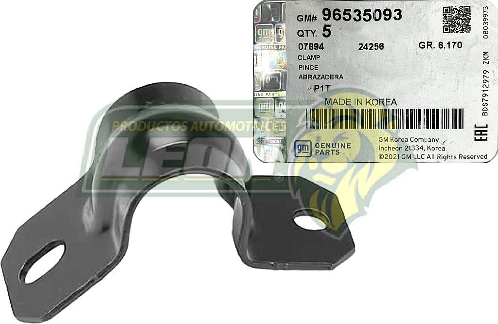 ABRAZADERA BARRA ESTABILIZADORA G.M. AVEO 1.6L 04-18, PONTIAC G3 09-10 (ORIGINAL REFORZADA)