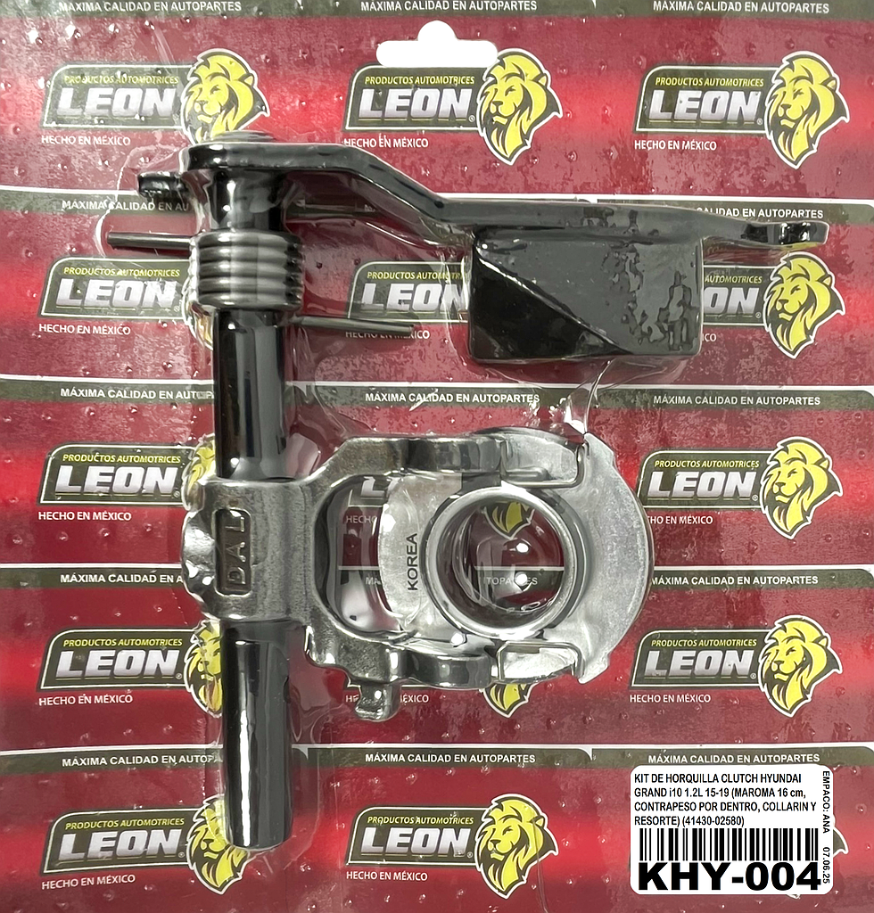 KIT DE HORQUILLA CLUTCH HYUNDAI GRAND i10 1.2L 15-19 (MAROMA 16 cm, CONTRAPESO POR DENTRO, COLLARIN Y RESORTE) (41430-02580)