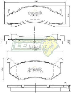 BALATA F.D. DODGE RAM CHARGER 85-93 8C. 5.9L, AD150 87-92 6C. 3.9L, AW150 87-92, 6C. 3.9L, B150 85-93 6C. 3.9L, B250 85-93 6C. 3.9L (7019D86) R.D.