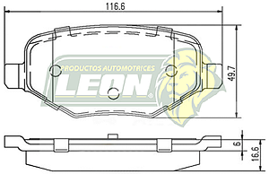 BALATA F.D. FORD EXPLORER 11-16 4L. 6C, EDGE 11-12 3.5L 6C, TAURUS 2015 3.8L.6C, FLEX 09-15 3.5L, 6C, LINCOLN MKS 2015 3.7L.6C (USO RUDO) R.T.