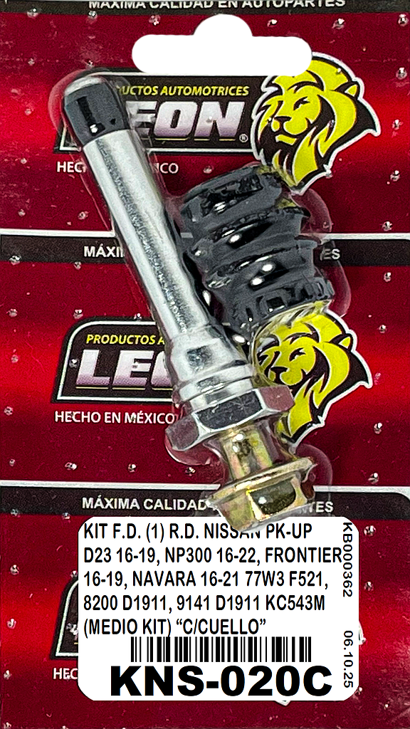 KIT F.D. (1) R.D. NISSAN PK-UP D23 16-19, NP300 16-22, FRONTIER 16-19, NAVARA 16-21 77W3 F521, 8200 D1911, 9141 D1911 KC543M (MEDIO KIT) “C/CUELLO”