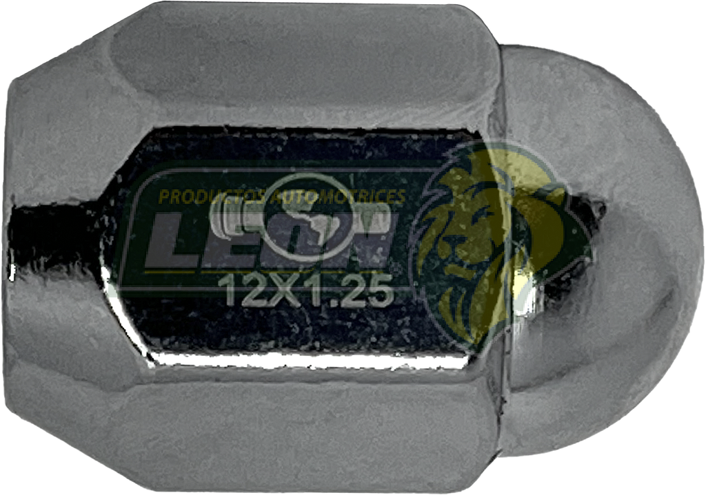 TUERCA CROMADA PLACACERO NISSAN, DATSUN 12x1.25 mm LL. 19 mm (3/4) “TIPO ESFERA”