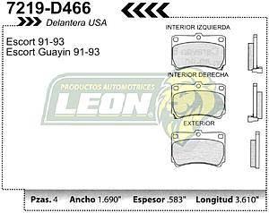 BALATA F.D. FORD ESCORT, GUAYIN 91-96