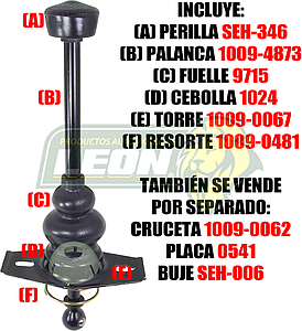PALANCA VELOCIDADES VW SEDAN M.1600 COMPLETA HO980