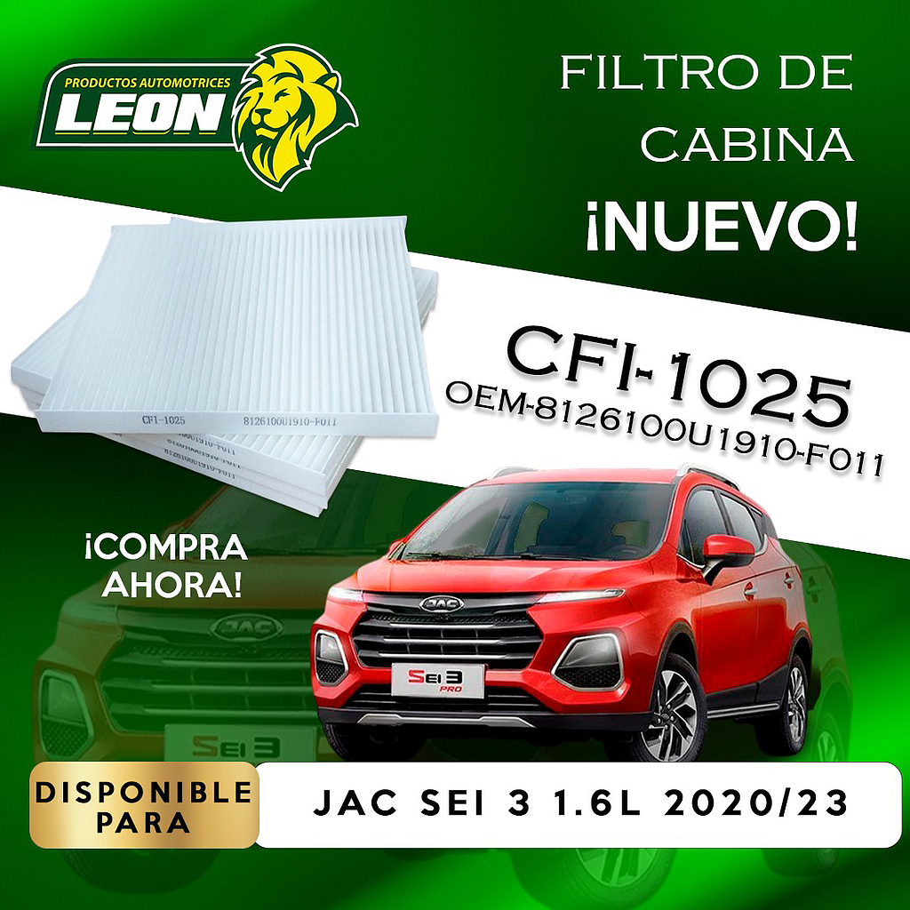 FILTRO DE CABINA JAC SEI 3 1.6L 20-23