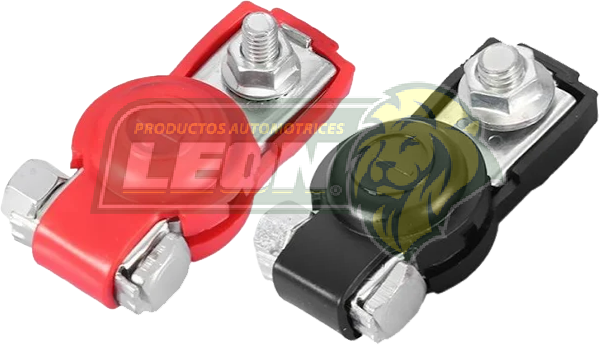 TERMINAL DE BATERIA ORIGINAL DE ALUMINIO ESTAÑADO C/PERNOS NISSAN PK-UP NP300, D23 (JGO. c/2 pz) TUNIX