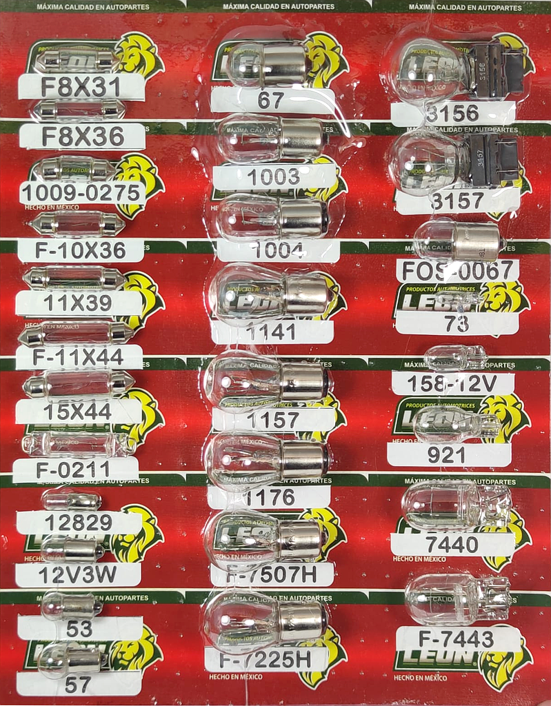 MUESTRARIO DE FOCOS DE BOMBILLA