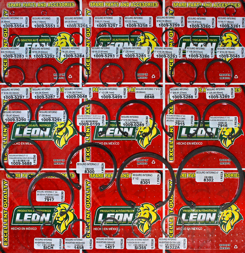 MUESTRARIO DE SEGUROS TIPO “INTERNOS” VARIAS MEDIDAS