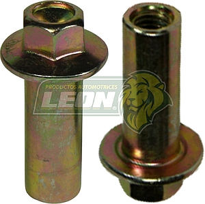 TUERCA M8  HEXAGONAL 12 mm P/CABEZA, LARGO 32 mm T/CIL. 7/16, HEX. 3/8 P/EJE TRASERO MOTONETA GALVANIZADA (MIN/5 pz.)