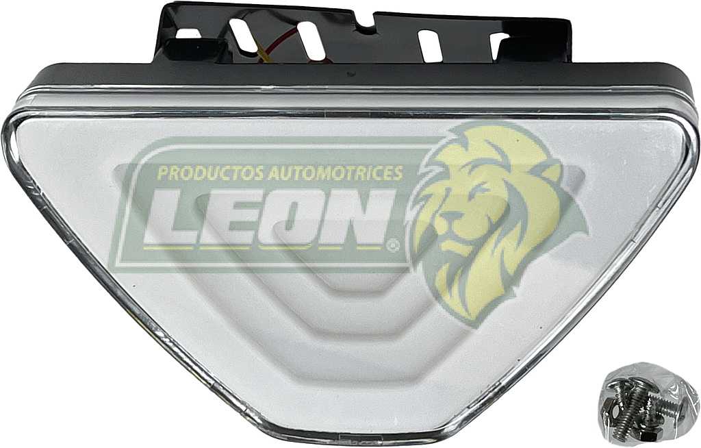 CALAVERA DE LED TRASERA PARA MOTOCICLETA, UNIVERSAL, CARCASA COLOR BLANCA, MULTIFUNCION C/ESTROBO, LUZ ROJA AMBAR, TRIANGULO 69x25x125mm (3 CABLES)