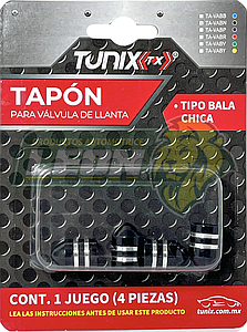 TAPON P/VALVULA DE LLANTA T/BALA (JGO. c/4 pzas.) NEGRO