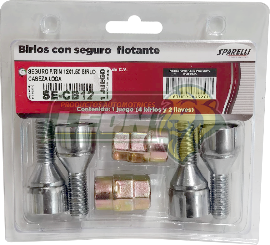 SEGURO P/RIN 12 X 1.50 BIRLO CABEZA LOCA = WLB-033A = 16-032CH JUEGO