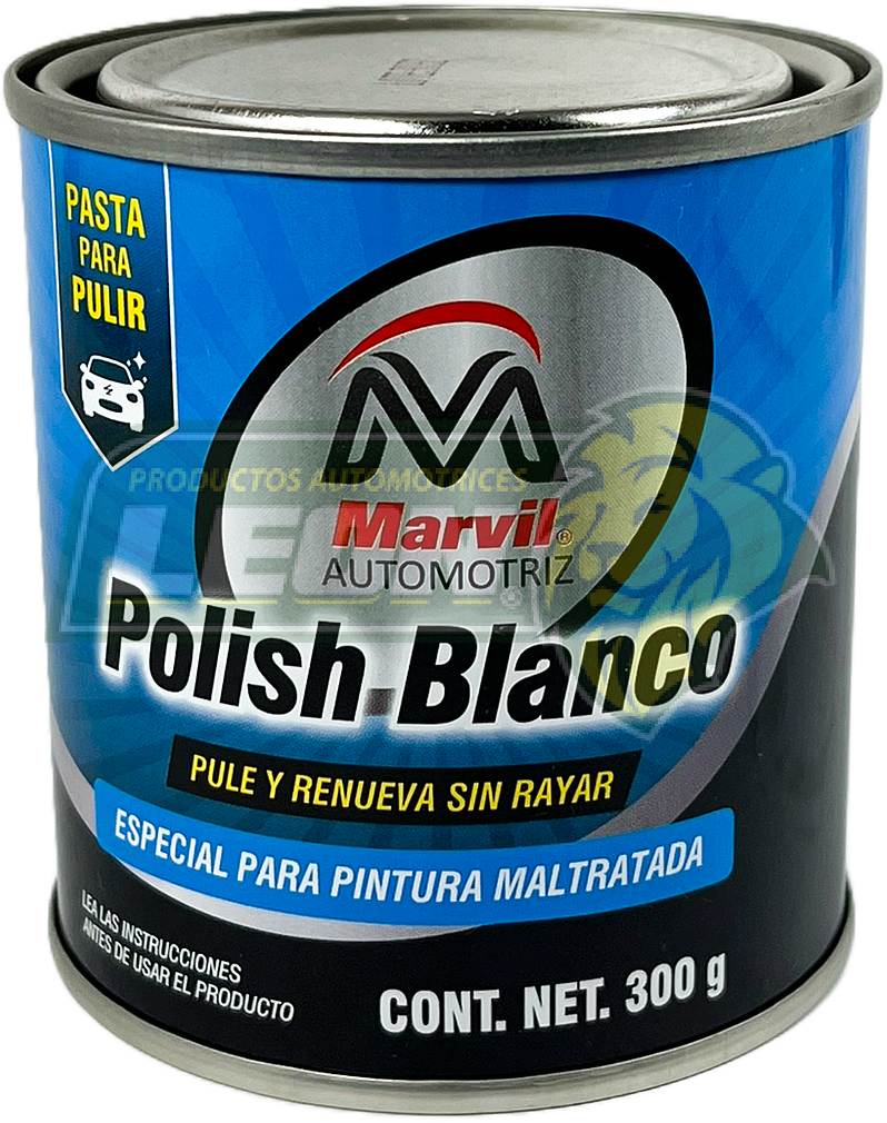 POLISH BLANCO PASTA PARA PULIR PINTURA MALTRATADA LATA AZUL 300 g MARVIL