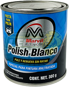 POLISH BLANCO PASTA PARA PULIR PINTURA MALTRATADA LATA AZUL 300 g MARVIL