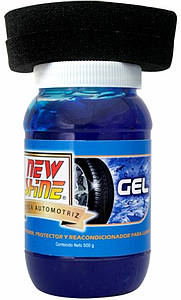 ABRILLANTADOR EN GEL PARA LLANTAS TRANSPARENTE AZUL C/ESPONJA  (GPLL) NEW SHINE 500 gr.
