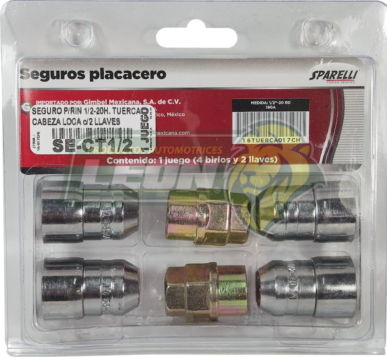 SEGUROS RIN PLACACERO TUERCA 1/2-20H. CABEZA LOCA (190A)