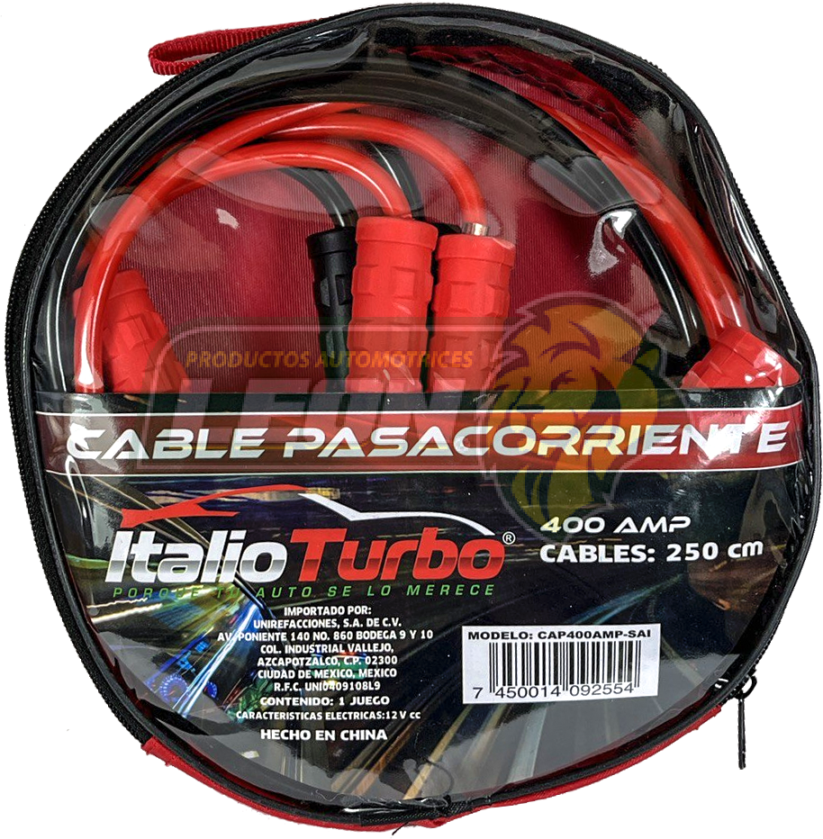 CABLE PASACORRIENTE 400 AMPS, 250 cm ITALIO TURBO