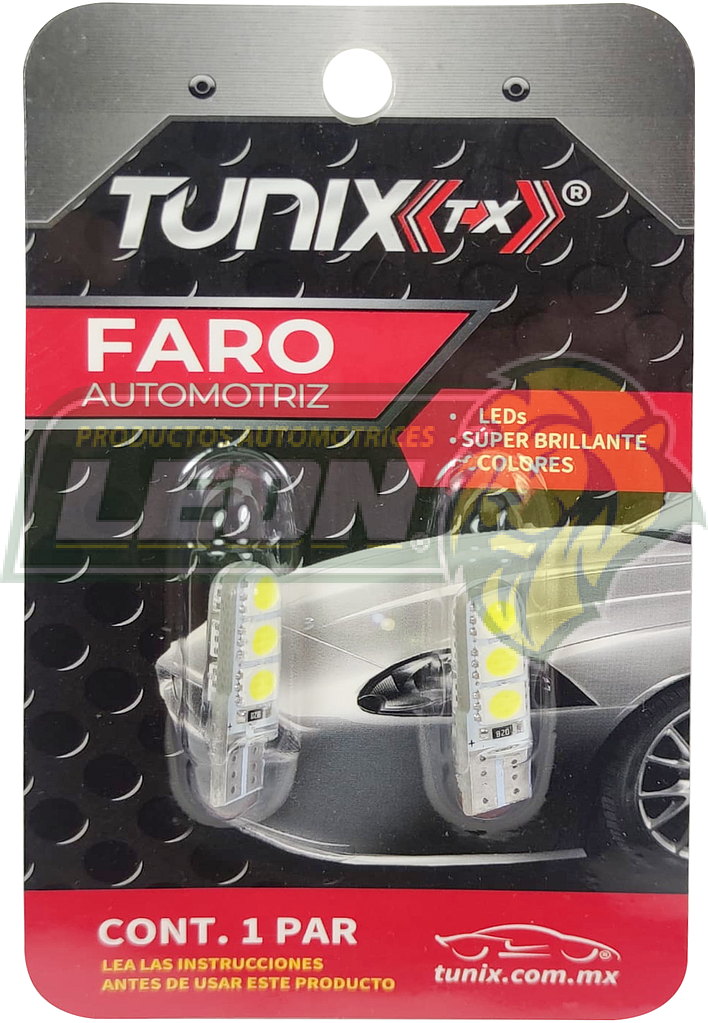 FOCO DE PELLIZCO CON 6 LEDS 5050, SILICON GEL BLANCO (JGO. c/2 pz.) TUNIX