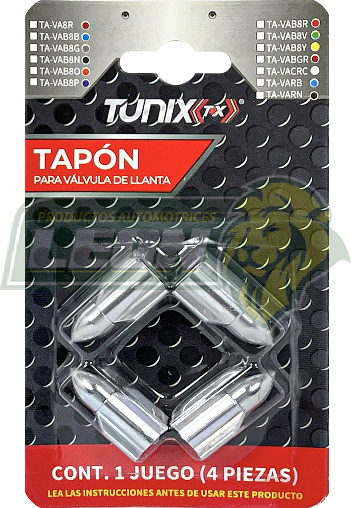 TAPON P/VALVULA DE LLANTA T/COHETE (JGO. c/4 pzas.) PLATA