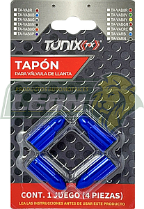 TAPON P/VALVULA DE LLANTA T/COHETE (JGO. c/4 pzas.) AZUL
