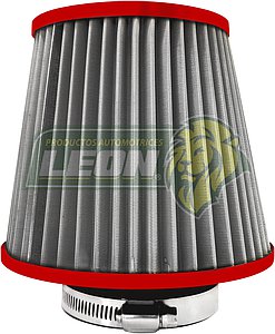 FILTRO AIRE ALTO FLUJO UNIVERSAL C/MALLA ACERO INOX. ROJO (1115)