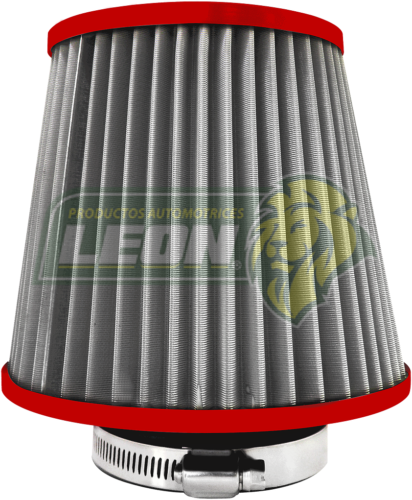 FILTRO AIRE ALTO FLUJO UNIVERSAL C/MALLA ACERO INOX. ROJO (1115)