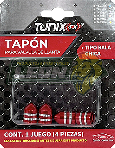 TAPON P/VALVULA DE LLANTA T/BALA (JGO. c/4 pzas.) ROJO