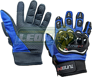 GUANTES P/MOTOCICLISTA CON TOUCH Y LIMPIADOR DE VISOR XL COLOR AZUL (PAR)