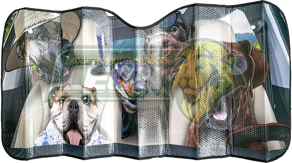 CORTINA PARASOL METALIZADA PERROS 148x70 cm DOBLE BURBUJA