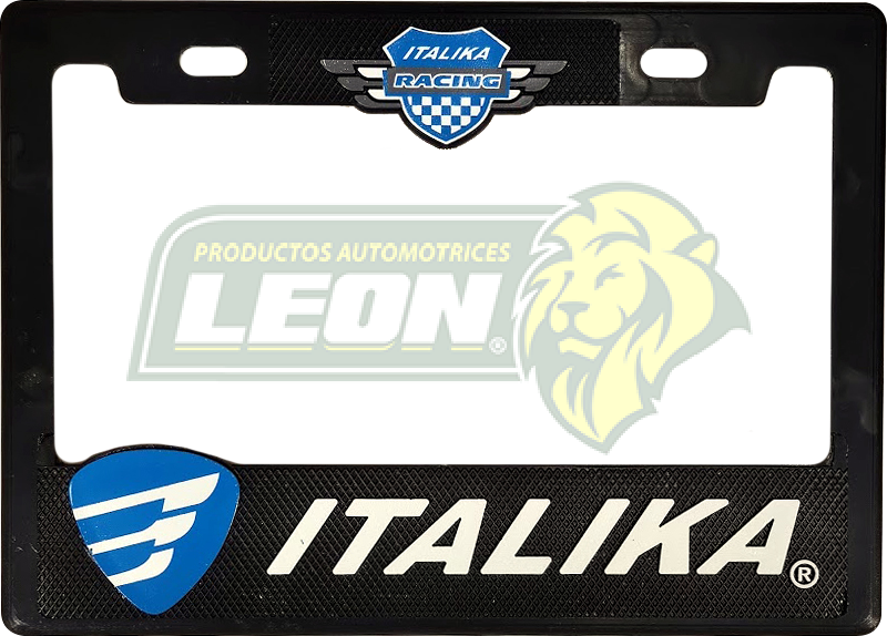 PORTAPLACA CHICA 22x15.5 cm.P/MOTO GRABADO ITALIKA ESCUDO AZUL (X PIEZA)