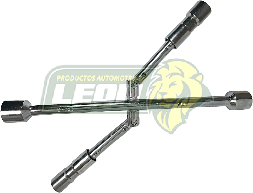 LLAVE DE CRUZ CROMADA  ABATIBLE DE 14” (17, 19, 21, 23 mm) FOLDING (D005, LL-PL) = LLC-FOLDING