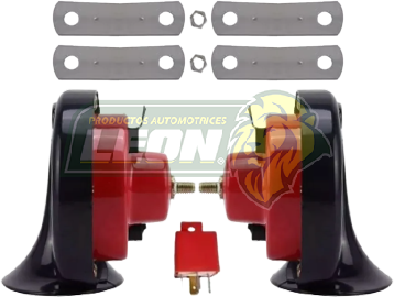 BOCINA CARACOL ELECTRICA UNIVERSAL 12V Y 24V /TONO ALTO Y BAJO) (JGO. c/2 pz.)