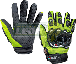 GUANTES P/MOTOCICLISTA CON TOUCH Y LIMPIADOR DE VISOR MEDIANO COLOR VERDE (PAR)