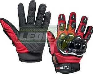 GUANTES P/MOTOCICLISTA CON TOUCH Y LIMPIADOR DE VISOR MEDIANO COLOR ROJO (PAR)