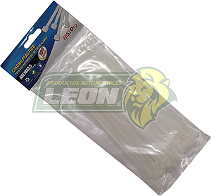 CINCHO NAILON 18 cm (3.5 mm DE ANCHO) BLANCO (BOLSA C/100 pz.)