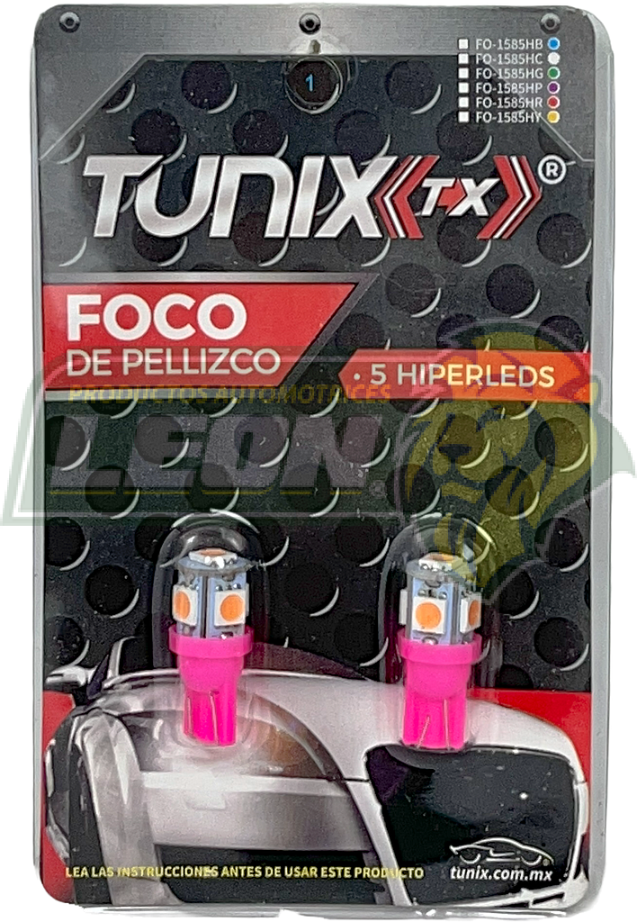 FOCO PELLIZCO 5 HIPER LEDS T10 ROSA  (JGO. c/2 pz.)