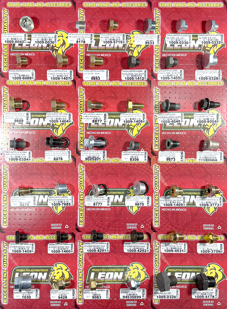 MUESTRARIO DE TAPONES DE CARTER VARIOS (42 pzas.)