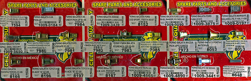 MUESTRARIO DE PERNOS DE BALATA VARIOS MODELOS