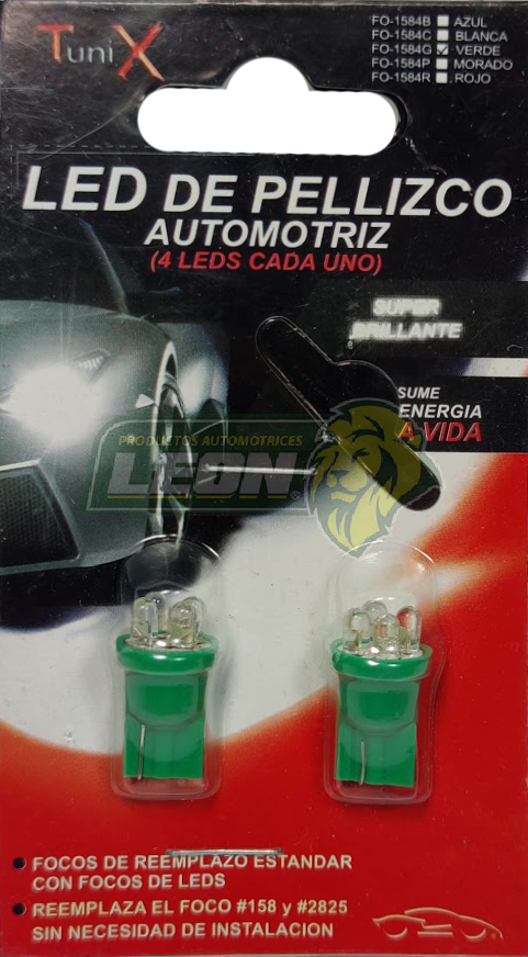 FOCO 158 DE PELLIZCO 4 LEDS VERDES (158G-4, LT03099/G) (JGO. c/2 pz.)