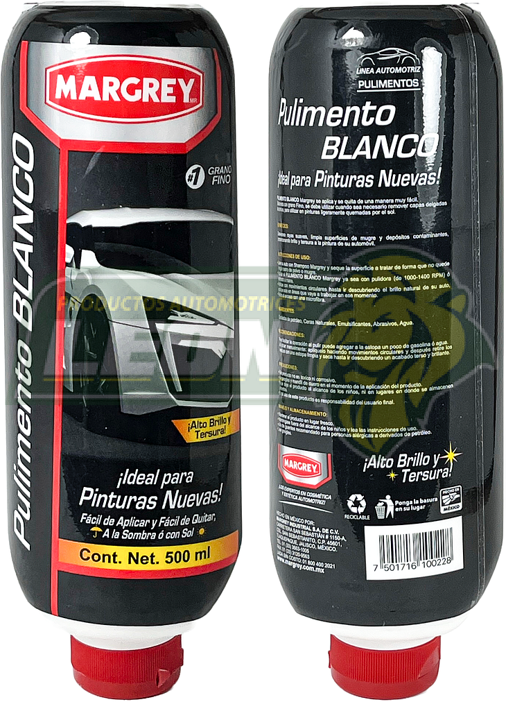 PULIMENTO BLANCO ESMALTE PARA PINTURA SEMINUEVA  ALTO BRILLO Y TERSURA 500ML (GRANO FINO #1)