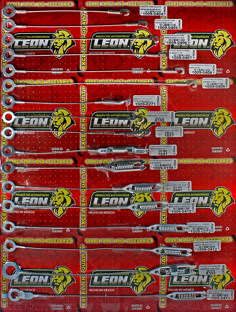 MUESTRARIO DE CHICOTES DE BALATA PARA FRENO