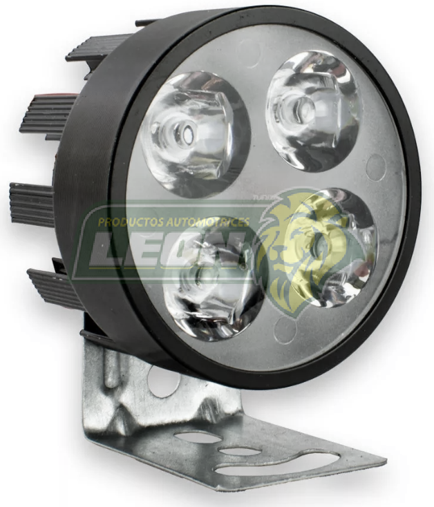 FARO DE LED P/MOTO REDONDO 4 LEDS 1 WATTS CON ESTROBO CARCASA CORTA (NEGRO)