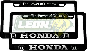 PORTAPLACAS NEGRAS GRABADAS HONDA LETRAS CROMADAS (JGO. c/2 pzas.)