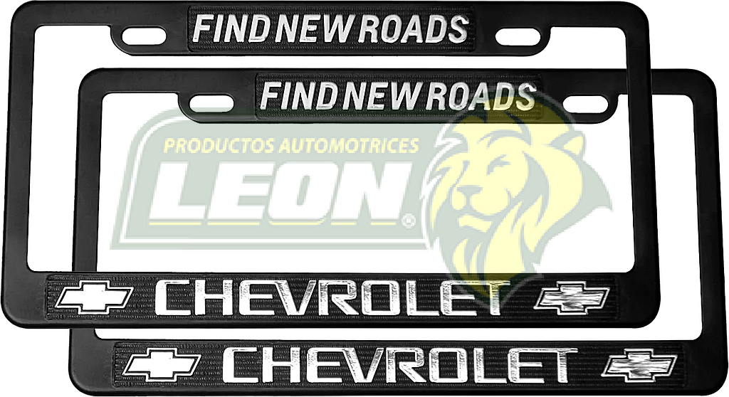 PORTAPLACAS NEGRAS GRABADAS CHEVROLET LETRAS CROMADAS (JGO. c/2 pzas.)