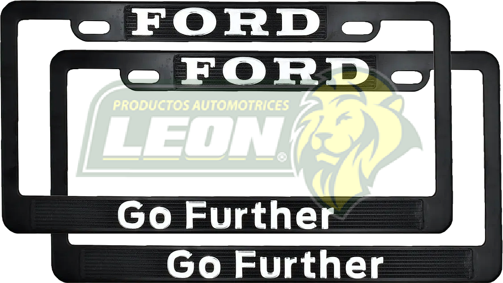PORTAPLACAS NEGRAS GRABADAS FORD LETRAS CROMADAS (JGO. c/2 pzas.)