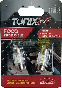 FOCO INTERIOR T/FUSIBLE 3 LED 10X31 BLANCO (JGO. c/2 pz) TUNIX