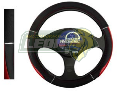 FUNDA P/VOLANTE DE VINIL NEGRA/ROJA HULE UNIVERSAL MEJOR CALIDAD
