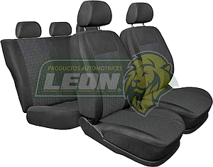 FUNDA PARA ASIENTO UNIVERSAL, TELA AUTOMOTRIZ C/VINIPIEL, CABECERA SEPARADA (JGO. c/8 pz.)